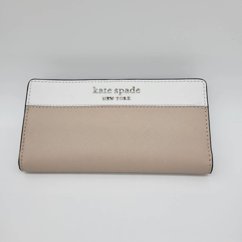 Kate Spade New York Women's Wristlet Wallet Pink White Pockets One Size